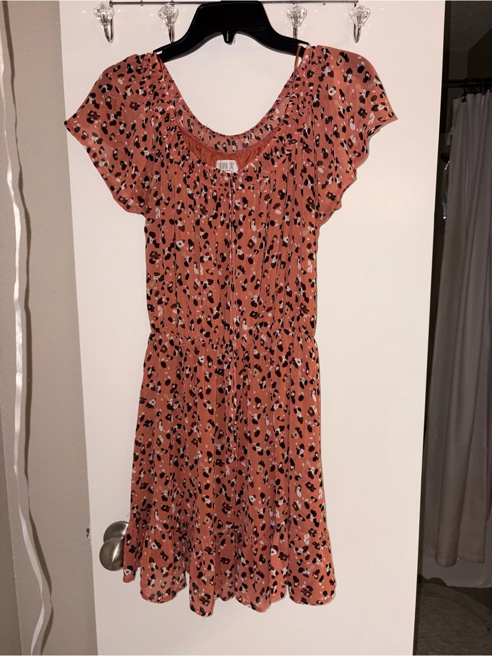Rust Animal Print Short Sleeve Dress